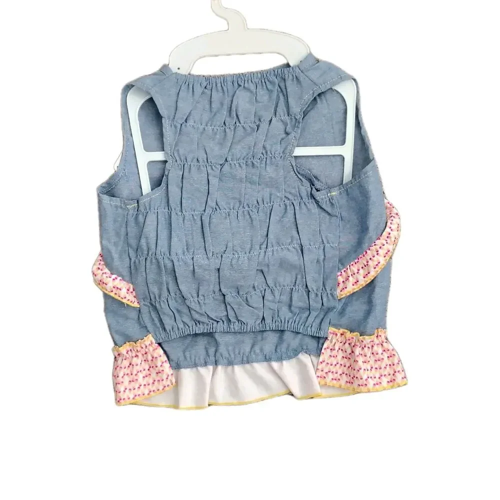 Top Paw Medium Denim Popsicle Ruffle Trim Dog Dress Summer NEW